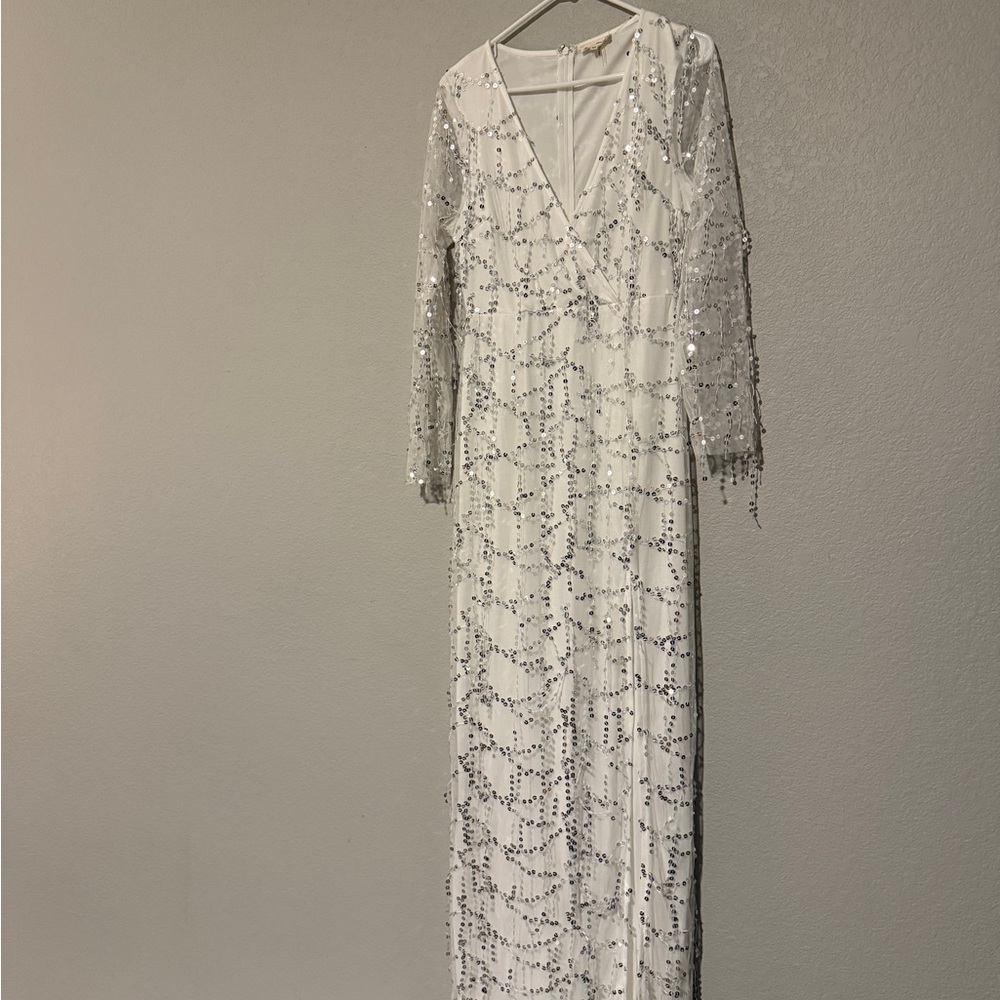 Elegant White Sequin Dress